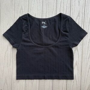 Pacsun Pac Cares Black Stretchy Short Sleeve Crop Top
